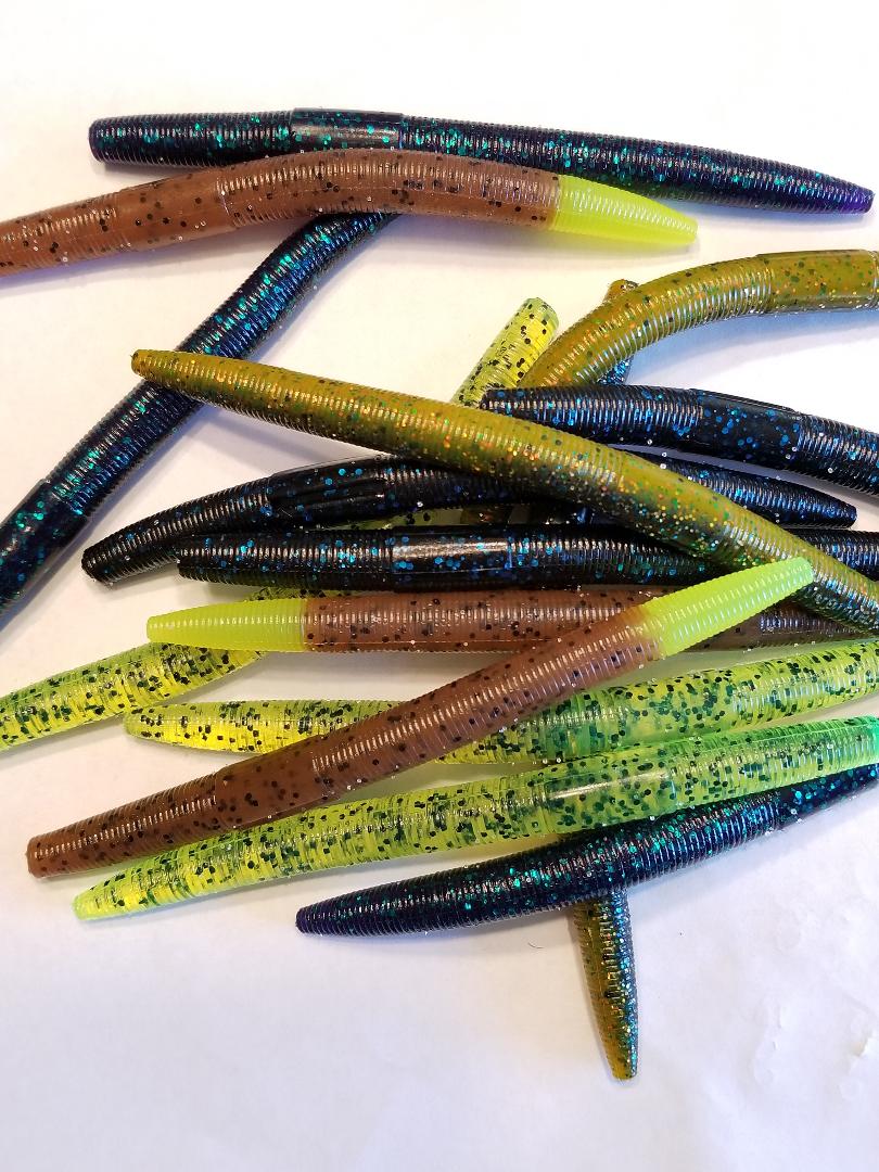 Soft Plastic Fishing Lures Wacky Worms Stick Baits 10cm Colorful